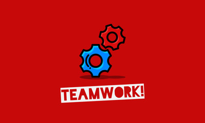 Teamwork Poster with Gears Illustration