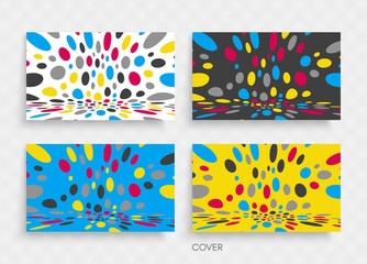 Cover design template. Abstract background with color circles. 3d vector illustration.