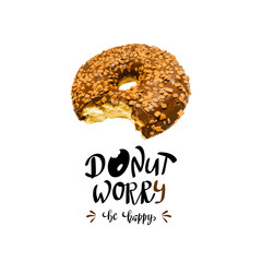 Donut worry be happy hand written lettering