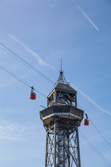 Cable car tower at the port in Barcelona