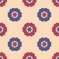 Seamless pattern with floral geometric elements.