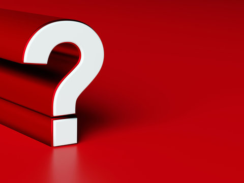 Question mark symbol on red template background 