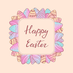 Handdrawn Easter frame with greeting