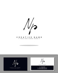 N P NP initial handwriting logo template vector.  signature logo concept