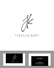 J K JK initial handwriting logo template vector.  signature logo concept