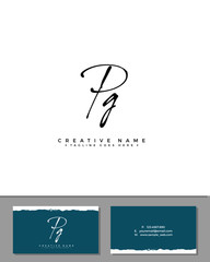 P G PG initial handwriting logo template vector.  signature logo concept