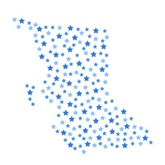 British Columbia Canadian province map background with blue stars of different sizes vector illustration eps