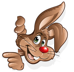 Hase zeigt Schild freigestellt