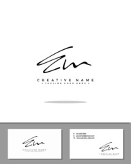 E M EM initial handwriting logo template vector.  signature logo concept