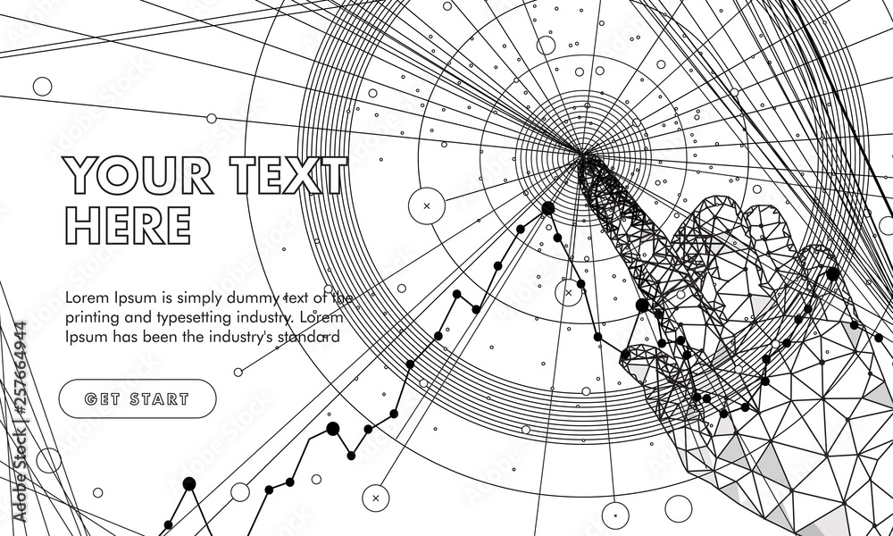 Fototapete abstract future realistics shape objects. innovations blend systems and technologies in big data. de