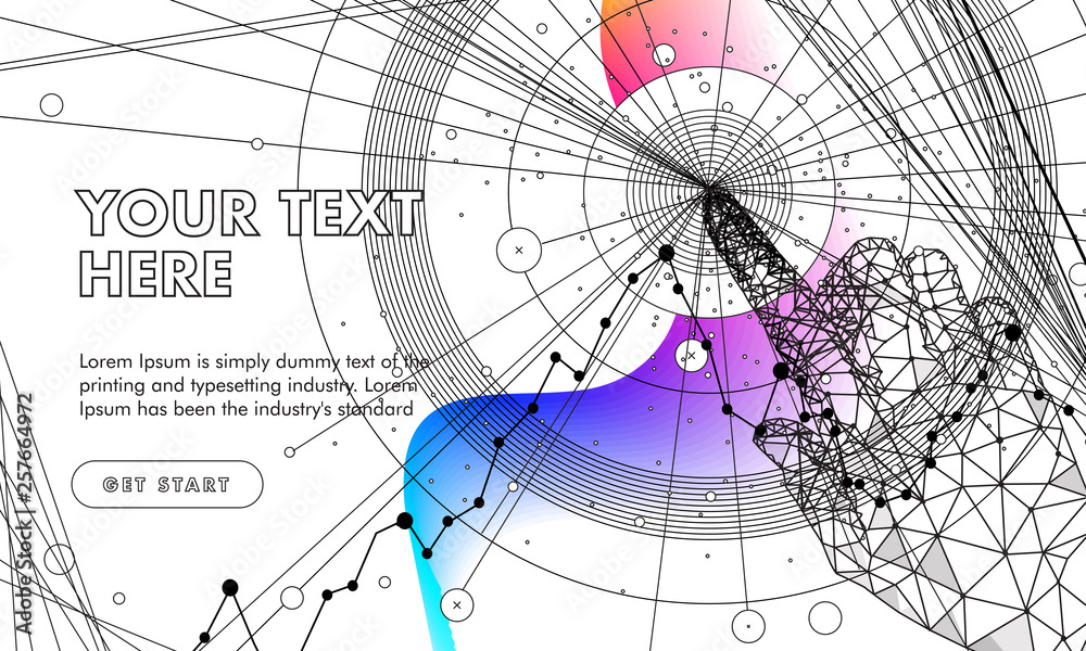 Fototapete abstract future realistics shape objects. innovations blend systems and technologies in big data. de