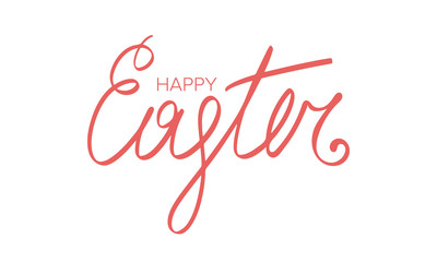 Obraz na płótnie Canvas Happy Easter handwriting lettering. Style calligraphy for Easter Sunday and Monday. Design for holiday greeting card, invitation, poster, banner or background. Vector illustration