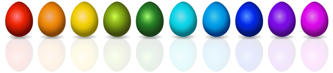 Bunte Eier mit Spiegelung