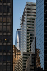 Obraz premium Close-up view of modern skyscrapers in Financial District Lower Manhattan New York City