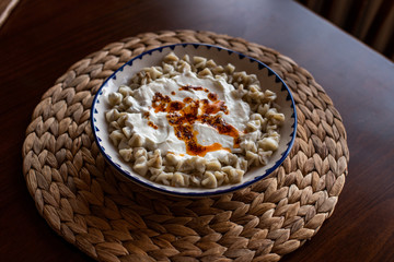 Manti, Turkish Ravioli with Yogurt and Hot Butter Sauce