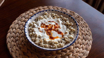Manti, Turkish Ravioli with Yogurt and Hot Butter Sauce