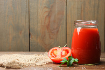 Fresh tomato juice, parsley and natural organic tomato