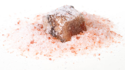 rough Halite mineral in pink Himalayan Salt