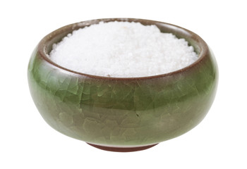 side view of ceramic salt cellar with Rock Salt