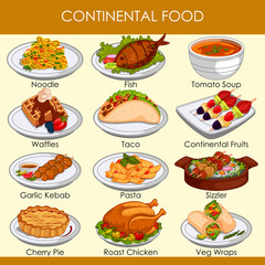easy to edit vector illustration of delicious Continental Food