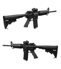 Modern rifle with an optical sight isolated on white