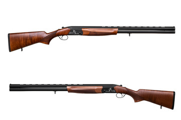 classic hunting double barreled shotgun isolated on white