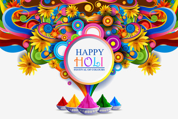 easy to edit vector illustration of Colorful Happy Hoil background for festival of colors in India - 257676967