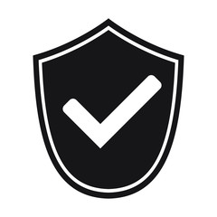 Shield with checkmark symbol for download. Tick shield security icon. Vector icon.