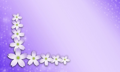 3d illustration. Bouquet of flowers isolated on lilac background.