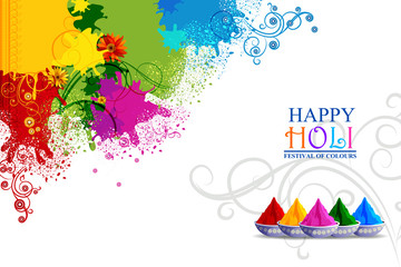 easy to edit vector illustration of Colorful Happy Hoil background for festival of colors in India - 257679189