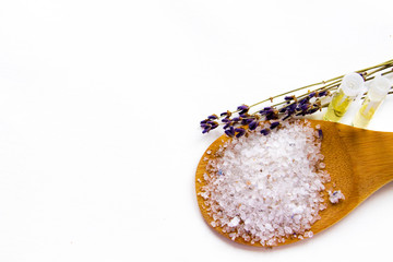 sea salt and lavender flowers in Spa