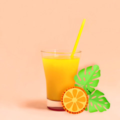 Orange juice in glass for tropical party