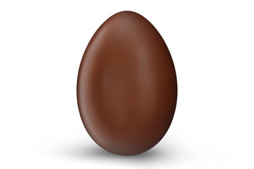 Sweet, chocolate Easter egg isolated on a white background. Chocolate Easter egg, holiday symbol, egg made from cocoa. 3D illustration