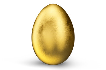 Golden luxury egg on white backgorund. Easter egg. Holiday and easter symbol, 3D illustration