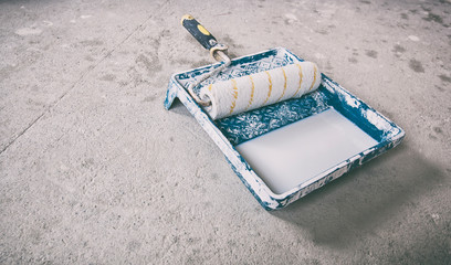 Construction tools for painting on concrete floor