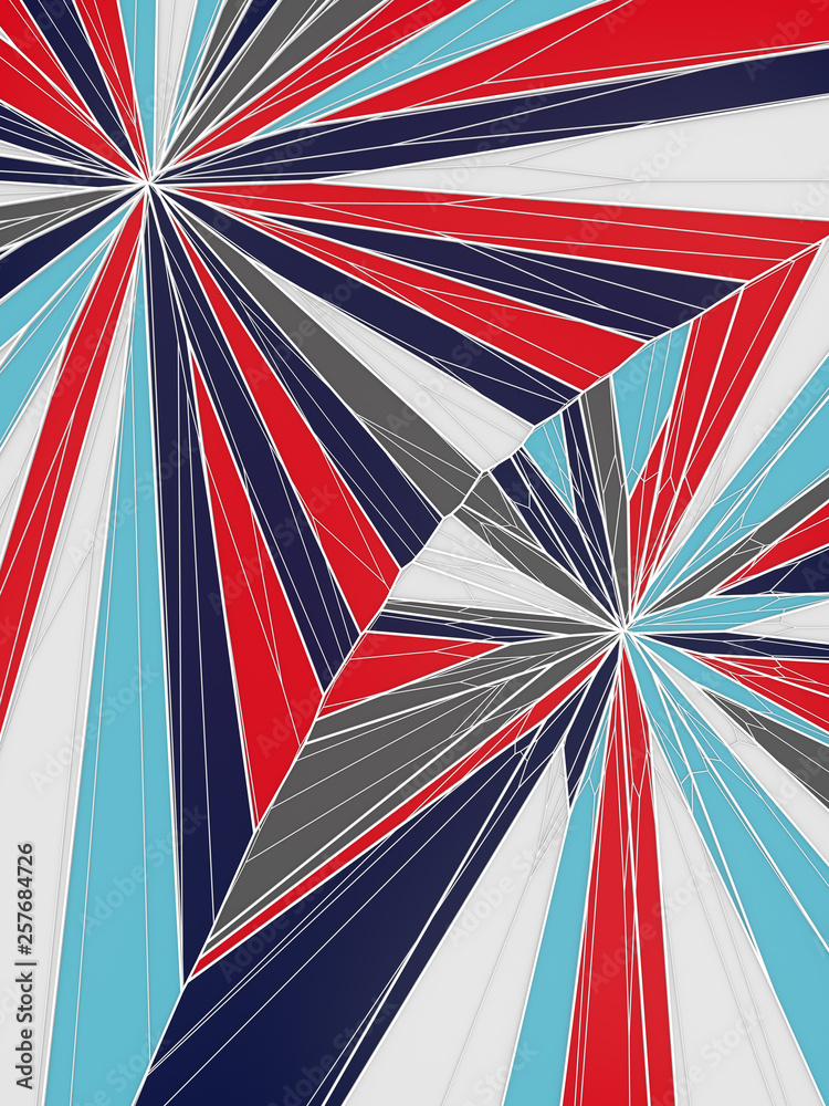 Aufkleber Abstract geometrical concept. Modern covers design with low poly tesselated pattern of multicolored shapes. 3d rendering