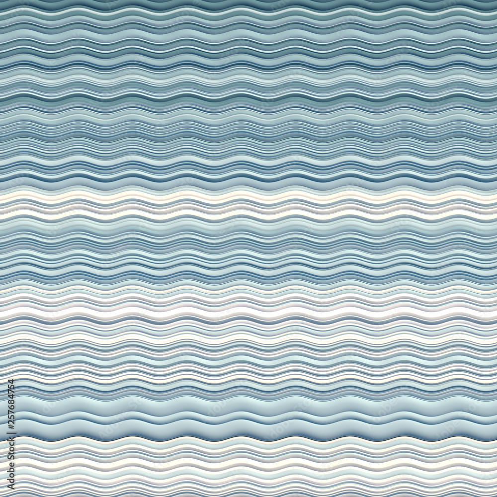 Aufkleber Blue colored horizontal Wavy Background. Dynamic Effect. Design Template. Modern Pattern. 3d rendering