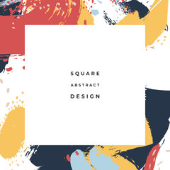Hand drawn abstract background with artistic brush strokes and paint stains. Vector design for card, banner or social media post.
