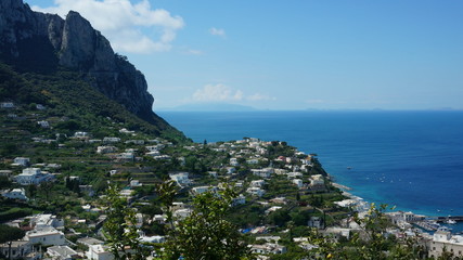 Capri island, mediterranean architecture seen out of a restaurants window