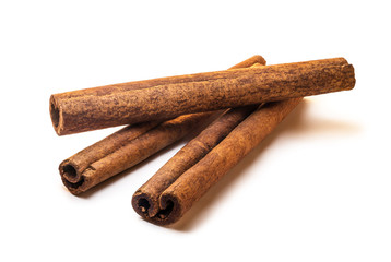 Cinnamon sticks isolated on white background