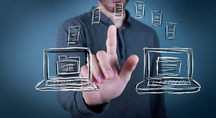 Notebooks file transfer. Concept of information exchange