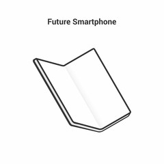 The smart of the future. Black and white icon on an isolated background. Folding smartphone. Bending modern display