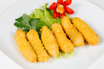 Traditional oriental cuisine of  Vietnam. Chicken and pork roll Nem