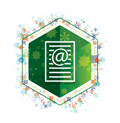 Email address page icon floral plants pattern green hexagon button