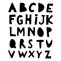Paper Cut Alphabet. Capital letters. black letters on white background.