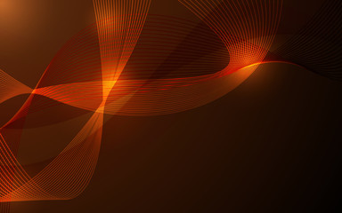 Abstract futuristic line curve element flame and gold color background. Vector illustration technology concept.