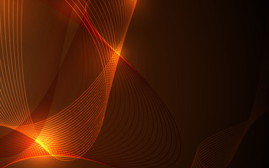 Abstract futuristic line curve element flame and gold color background. Vector illustration technology concept.