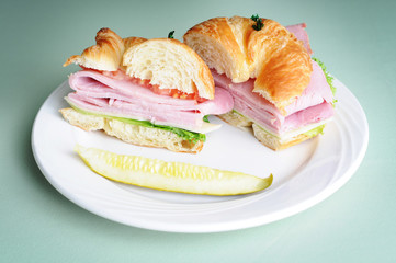 Fresh Han Croissant Sandwich with Pickle - Healthy Eating Diet Food