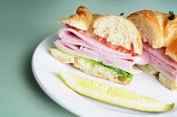 Fresh Han Croissant Sandwich with Pickle - Healthy Eating Diet Food