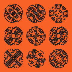 Abstract hightech collection set of 9 radars, Technology circle background